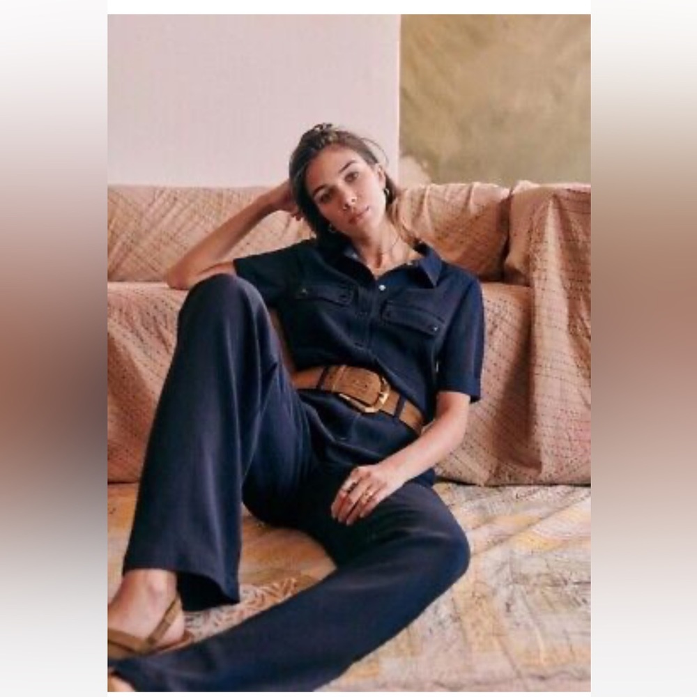 Sezane Manhattan Belted Jumpsuit
